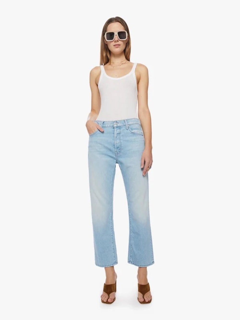 MOTHER SUPERIOR The Ditcher Crop Denim in Unripped Size 29 Chic Minimalist 90s